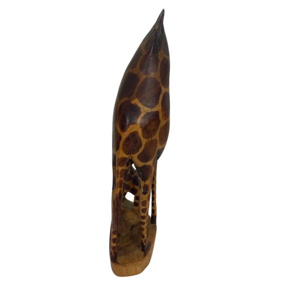 Hand Carved Wooden Giraffe and Calf Statue No Makers Mark SURFACE CRACK - Picture 12 of 15